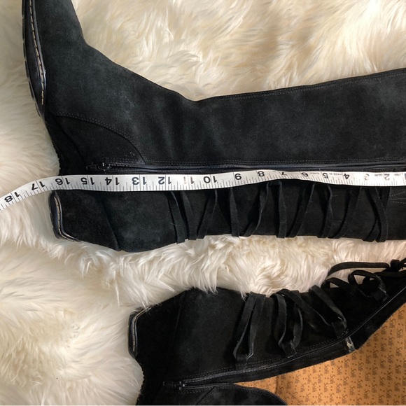 Sofft Suede Leather Knee High Heeled lace up Boot Wide Comfy Winter ❄️🖤 - Picture 6 of 14